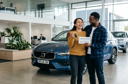 Happy borrower receiving car keys